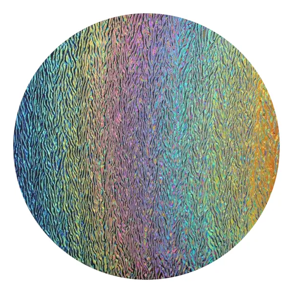 CBS Dichroic Coating Rainbow 2 on Black Herringbone Ripple Glass COE90