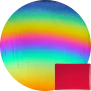 CBS Dichroic Coating Rainbow 2 on Bullseye Red Transparent, Thin-rolled, 2mm COE90