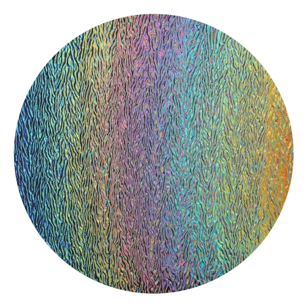CBS Dichroic Coating Rainbow 2 on Clear Herringbone Ripple Glass COE90