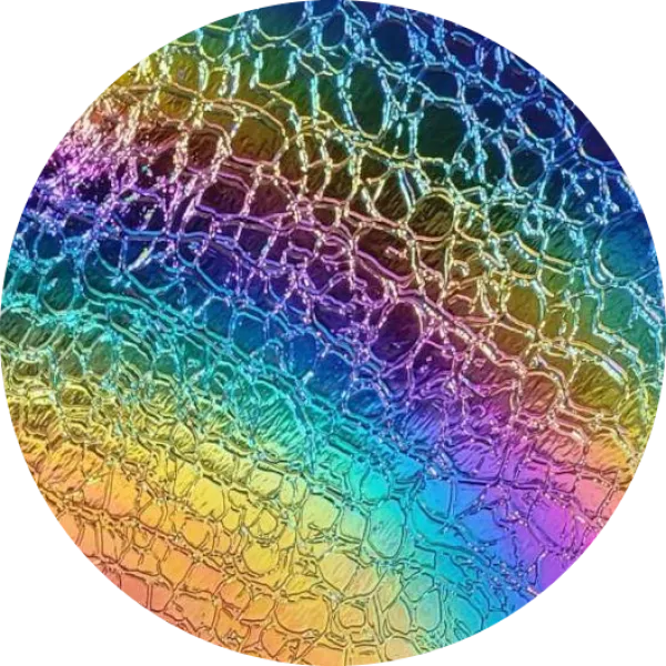 CBS Dichroic Coating Rainbow 2 on Oceanside Clear Crackle Texture Glass COE96