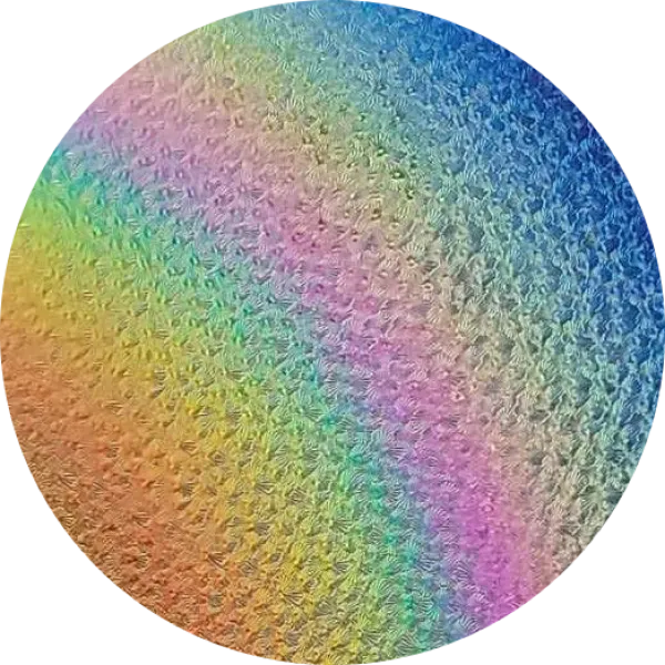 CBS Dichroic Coating Rainbow 2 on Wissmach Thin Clear Florentine Textured Glass COE96