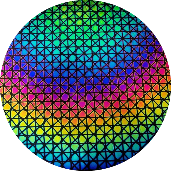 CBS Dichroic Coating Rainbow Geodesic Pattern on Thin Black Glass COE90