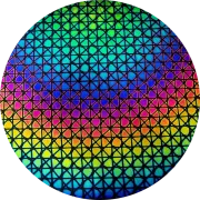 CBS Dichroic Coating Rainbow Geodesic Pattern on Thin Clear  Glass COE96