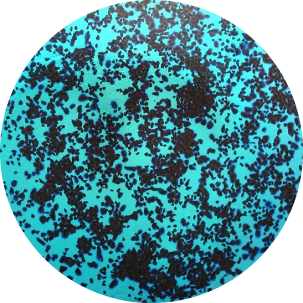 CBS Dichroic Coating Red/ Silver Blue Splatter Pattern on Thin Black Glass COE90