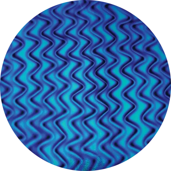 CBS Dichroic Coating Red/ Silver Blue Twizzle Pattern on Thin Black  Glass COE96