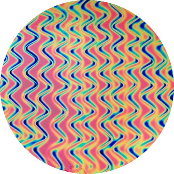 CBS Dichroic Coating Salmon Twizzle Pattern on Thin Black Glass COE90