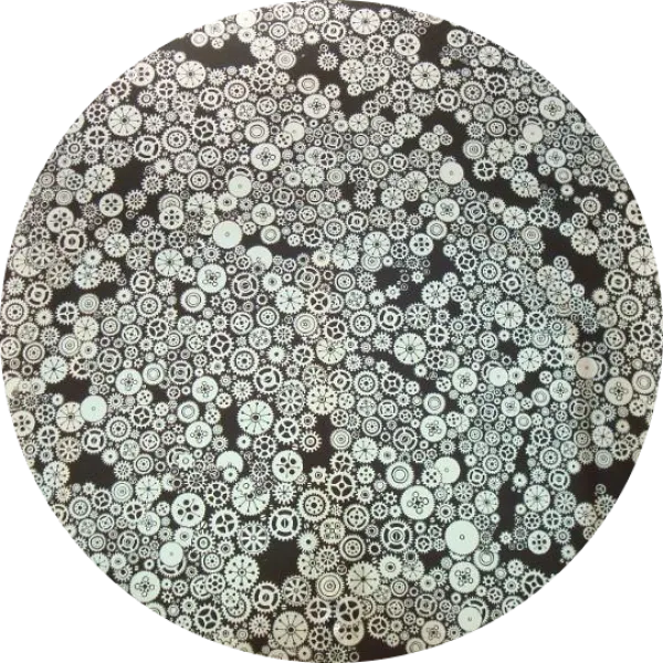 CBS Dichroic Coating Silver with Stell Gears Pattern Glass COE96