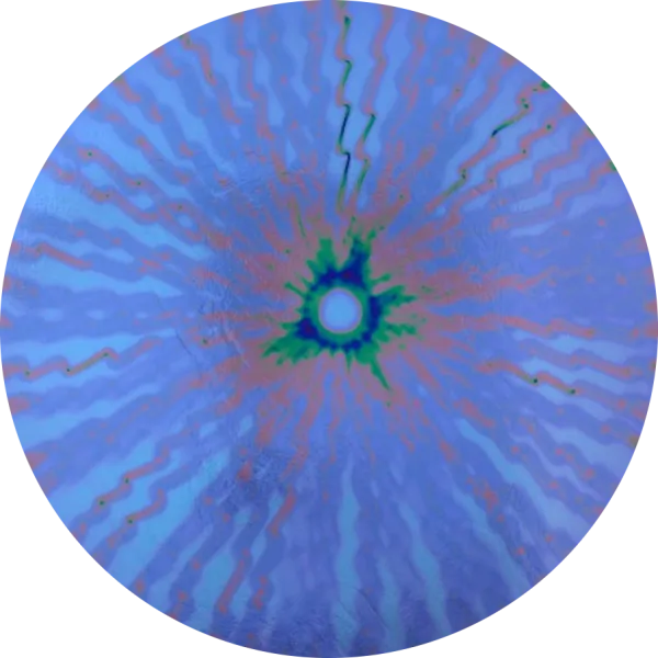 CBS Dichroic Coating Violet Voltage Pattern on Thin Black Glass COE90