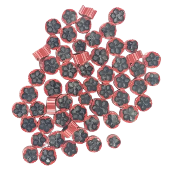 Clear & Red Chinese Bellflower Murrini/ Millefiore COE90