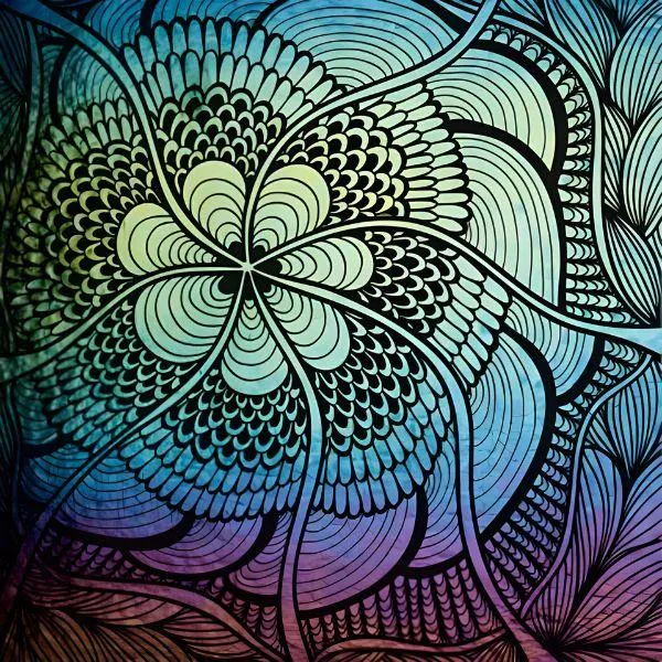 Etched Iridescent Zany Zinnia Pattern COE90