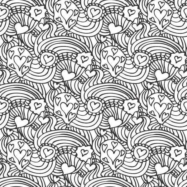 Etched Hearts and Rainbows Pattern