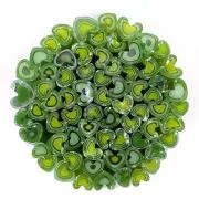 Fern Green and Lemongrass Opalescent Hearts Murrini/ Millefiore Sticks COE96