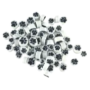 French Vanilla and Black Paw Print Murrini/ Millefiore COE90