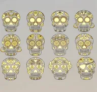 Gold and Black Sugar Skulls Decal Sheet