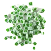 Green and White Hip To Be Square Murrini/ Millefiore COE96