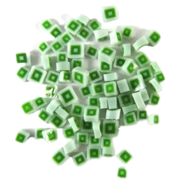 Green and White Hip To Be Square Murrini/ Millefiore COE96