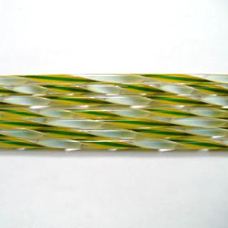 Marigold, Kelly Green, and White Streamer Glass Cane COE90