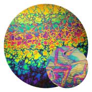 CBS Dichroic Coating Crinklized Splinter Rainbow Fusion Pattern on Thin Black Glass COE90