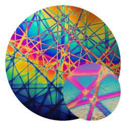 CBS Dichroic Coating Crinklized Rainbow 2 Pixie Stix Pattern on Thin Black Glass COE90