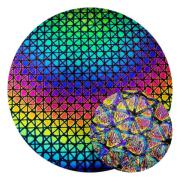 CBS Dichroic Coating Crinklized Rainbow Geodesic Pattern on Thin Black Glass COE90