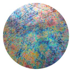 CBS Dichroic Coating Mixture Corkscrews Pattern on Clear Glass with Black Chopstix COE90