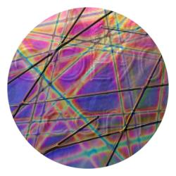 CBS Dichroic Coating Mixture Pixie Stix Pattern On Clear Glass with Black Chopstix COE90