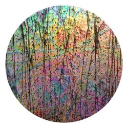 CBS Dichroic Coating Mixture Pixie Stix Pattern on Mardi Gras Glass COE90