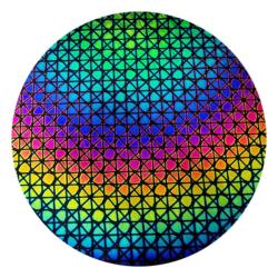 CBS Dichroic Coating Rainbow Geodesic Pattern on Thin Clear  Glass COE96