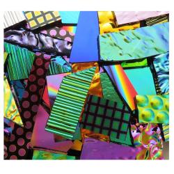 1 x 1 CBS Dichroic Patterned Squares on 2mm Thin Glass. Mixed Lot of 20  Squares Per Pack. COE90