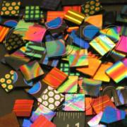 1/2 x 1/2 CBS Dichroic Patterned Squares on 2mm Thin Glass. Mixed Lot of 20 Squares Per Pack. COE96