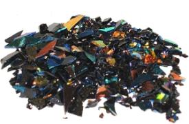 CBS Mixed Dichroic Frit 1oz On Black Glass - COE96