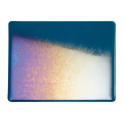 Bullseye Glass Aquamarine Blue Transparent, Rainbow Iridescent, Double-rolled, 3mm COE90