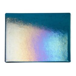 Bullseye Glass Aquamarine Blue Transparent, Rainbow Iridescent, Thin-rolled, 2mm COE90
