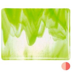 Bullseye Glass Clear, Spring Green Opal Streaky, Double-rolled, 3mm COE90