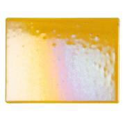 Bullseye Glass Dark Amber Transparent, Rainbow Iridescent, Double-rolled, 3mm COE90