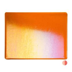 Bullseye Glass Light Orange Transparent, Rainbow Iridescent, Thin-rolled, 2mm COE90