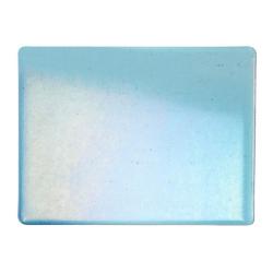 Bullseye Glass Light Turquoise Blue Transparent, Rainbow Iridescent, Thin-rolled, 2mm COE90