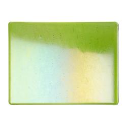 Bullseye Glass Spring Green Transparent, Rainbow Iridescent, Thin-rolled, 2mm COE90