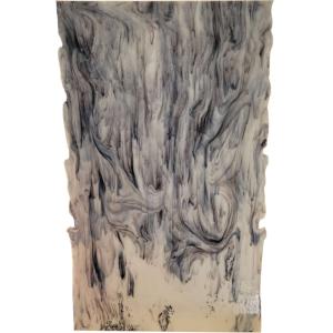 Bullseye Glass Special Production White with Black Wispy Streaks, Double-rolled, 3mm COE90