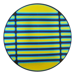 CBS Dichroic Coating Blue/ Gold 1.5 Stripes Pattern on Thin Black Glass COE90