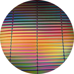 CBS Dichroic Coating Mixture 3/4 Stripes Pattern on Thin Clear Glass COE90