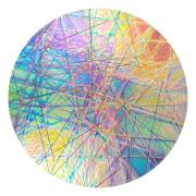 CBS Dichroic Coating Mixture Pixie Stix Pattern On Bullseye Clear Glass with Black Chopstix COE90