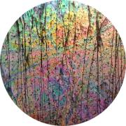 CBS Dichroic Coating Mixture Pixie Stix Pattern on Bullseye Mardi Gras Glass COE90