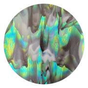 CBS Dichroic Coating Cyan/ Copper Aurora Borealis Pattern on Bullseye Clear, White & Black Streaky COE90