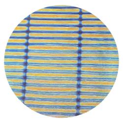 CBS Dichroic Coating Cyan/ Dark Dark Red 3/4  Stripes Pattern on Oceanside Clear Cord Texture Glass COE96