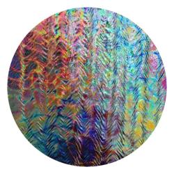 CBS Dichroic Coating Mixture Reptilian Pattern on Black Herringbone Ripple Glass COE90