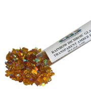 CBS Rainbow Dichroic Frit 1oz on Amber Transparent Glass COE90