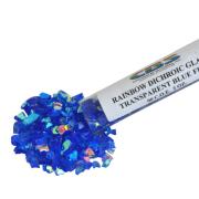 CBS Rainbow Dichroic Frit 1oz on Blue Transparent Glass COE90