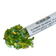 CBS Rainbow Dichroic Frit 1oz on Green Transparent Glass COE90