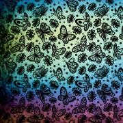 Etched Iridescent Flowers and Butterflies Pattern COE90